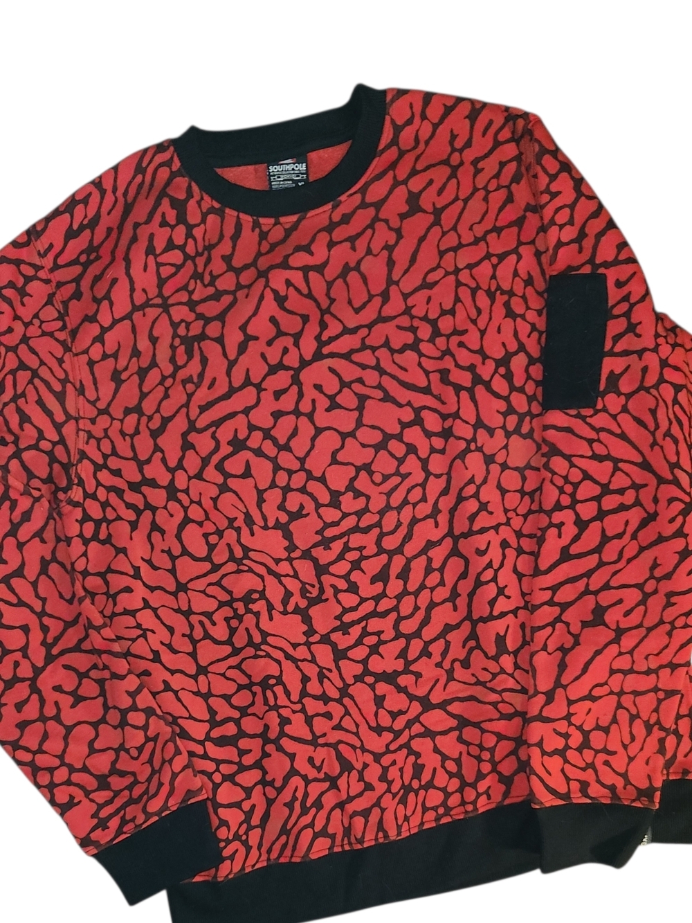 Vintage Southpole Red/Black Elephant Print Crewneck Sweatshirt